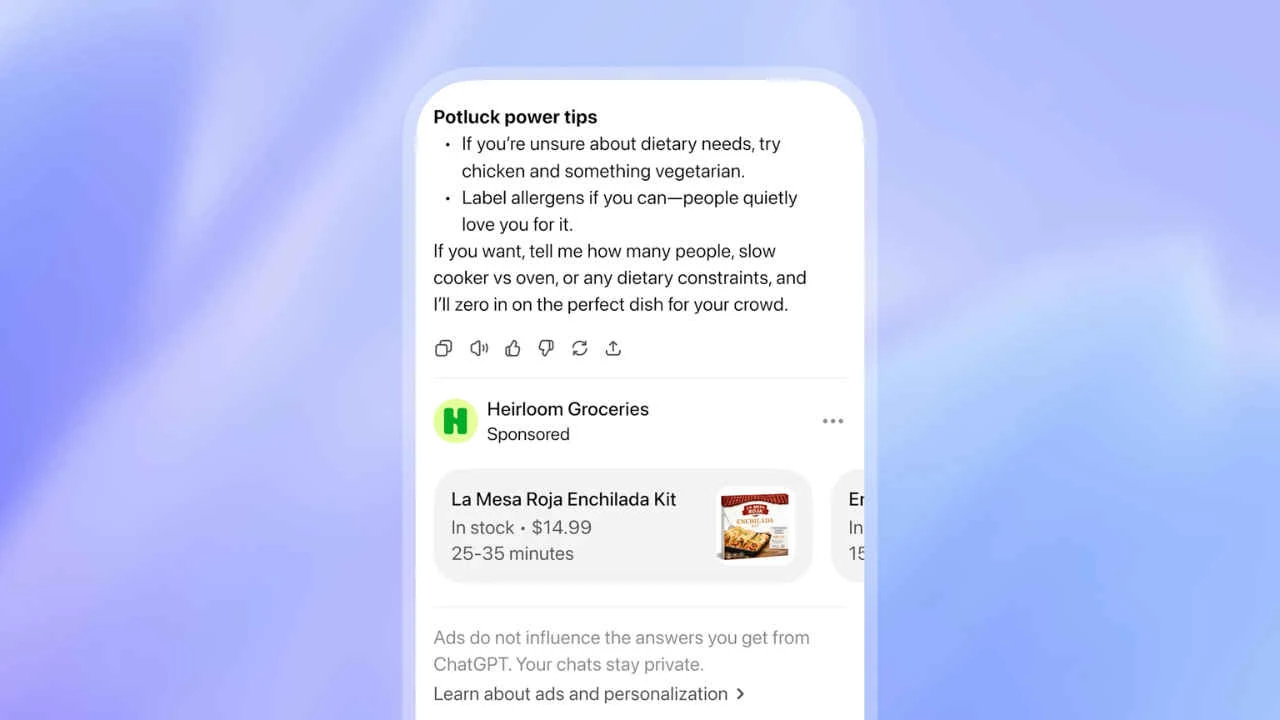 OpenAI tests advertisements in ChatGPT for free users