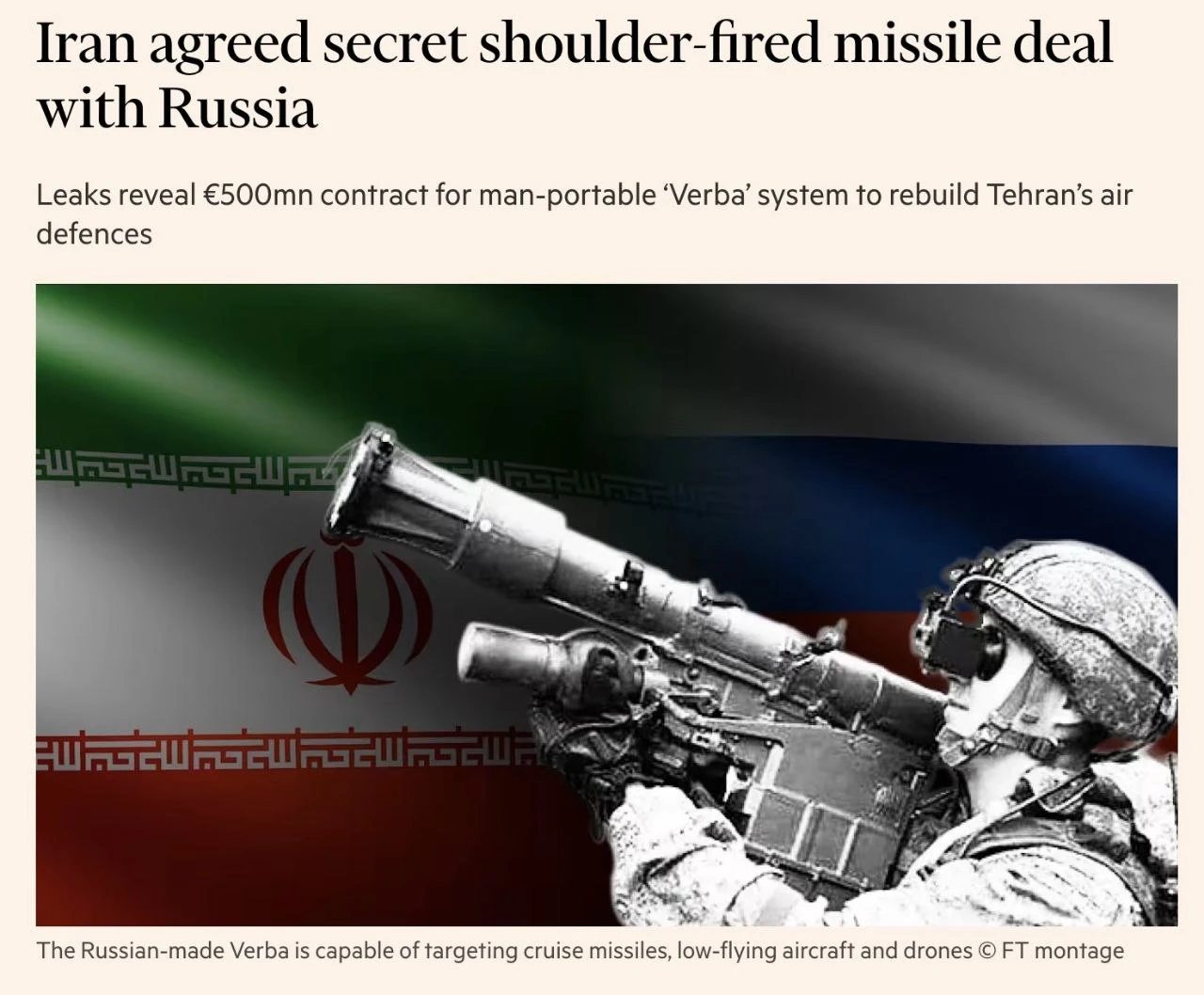 Iran and Russia finalize €500 million arms deal